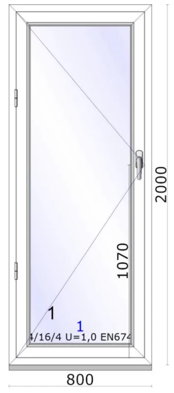 Jednokrídlové balkónové dvere | otváravé | ľavé | 800x2000mm | farba biela