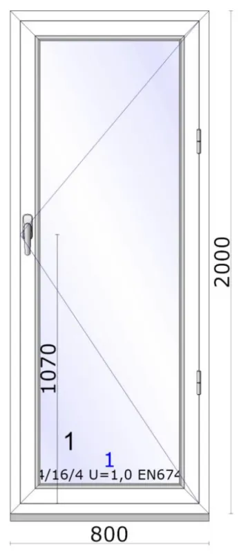 Jednokrídlové balkónové dvere | otváravé | pravé | 800x2000mm | farba biela